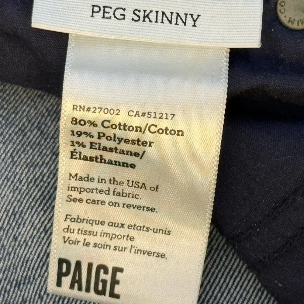 Paige peg low rise skinny jeans